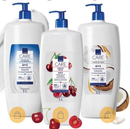 Kit x3 crema 1 litro coco, cherry, glicerina